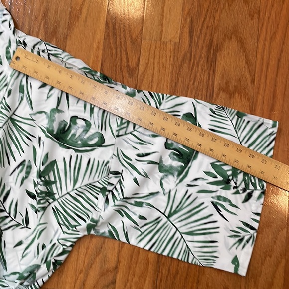 Poppy Love Petal Woman Robe One size fits most Green white fern palm print tie - Picture 5 of 10